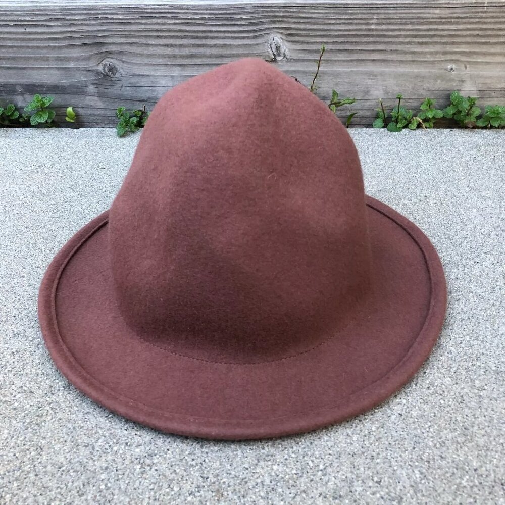 GRANULE 100% Wool Ranger Hat Women's M/L Felt Burgundy Wide Brim Fedora Cap​​​​